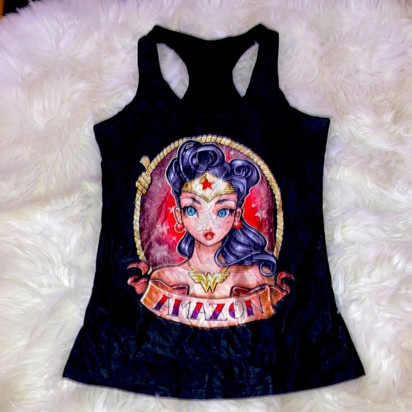 Beautiful Amazon Wonder Woman Pinup Retro Racerback Tank Top S/M - Picture 8 of 8